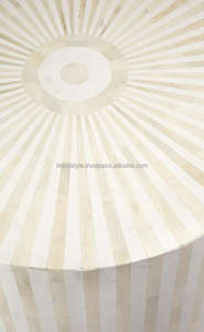 Round <b>White</b> Bone Inlay <b>Coffee</b> <b>Table</b> Set - Product Image 3