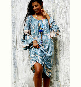 Ropa de playa para niña, vestido para cubrirse, rayón, Tie Dye, ropa de verano y Resort, vestido Poncho con hombros descubiertos para mujer - Product Image 2