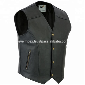 Premium quality Men's Genuine Leather vest black color cotton lining Germany - Product Image 2
