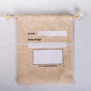VietNam Supplier Custom Logo Promotional Silk Screen Printed Letter Daily Use Small Size Cotton <b>Canvas</b> Drawstring <b>Shopping</b> <b>Bag</b> - Product Image 3