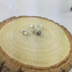 Herkimer ต่างหูเพชรชุบทองด้วยไฟฟ้าแบบดิบ - Product Image 3