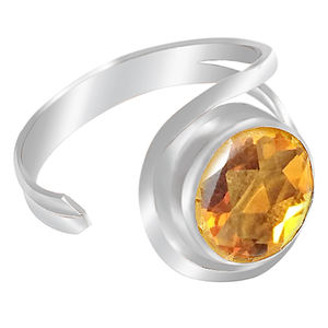 Elegante anillo de bodas chapado en oro de 18 quilates Citrino natural Bisel de plata esterlina de moda Joyería al por mayor Piedras preciosas Moissanite - Product Image 1