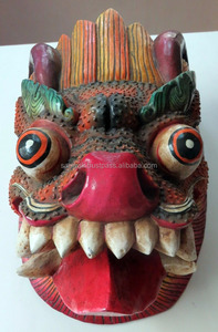 แฮนด์เมดไม้แกะสลักมังกร Facemask แขวนผนังตกแต่งทำด้วยมือในประเทศเนปาล - Product Image 2