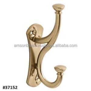 Crochet de manteau en laiton vintage merveilleux crochet de suspension d'intérieur décoration murale ornements dorés faits à la main crochet en laiton - Product Image 2