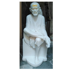 Artesanía hecha a mano blanco Makrana mármol Dios Sai Baba estatua hermosa estatua en posición sentada precio muy barato - Product Image 1