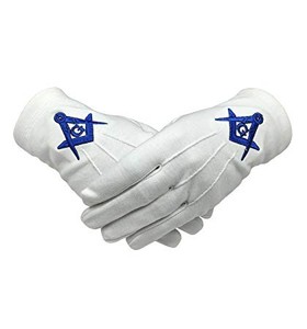 Gants en coton de haute qualité, 100% coton blanc épais, gants brodés maçonniques, gants en coton personnalisés brodés, Francs-Maçons. - Product Image 5