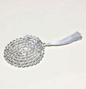 Collier Mala en cristal de quartz naturel de qualité supérieure, rond, transparent, 6 mm, 108 perles, avec pompon et perle, bijoux traditionnels bouddhistes unisexes - Product Image 6