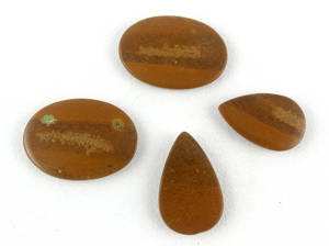 Belle qualité supérieure Lot de 4 pièces Mookite naturel jaspe poire & ovale forme pierre précieuse lâche dos plat Cabochon - Product Image 5