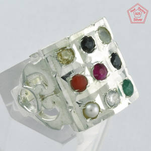 Square Shape Navaratna Gemstone Ring 925 Sterling Silver <b>Jewelry</b> <b>Handmade</b> Silver <b>Jewelry</b> Wholesale - Product Image 1
