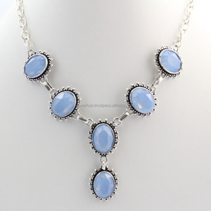 Classic <b>925</b> Sterling <b>Silver</b> Chalcedony Handmade <b>Necklace</b> - Product Image 1