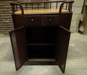 Gabinete de cocina industrial de 2 cajones, material de hierro y madera con ruedas, tamaño personalizado para almacenamiento en restaurantes - Product Image 3