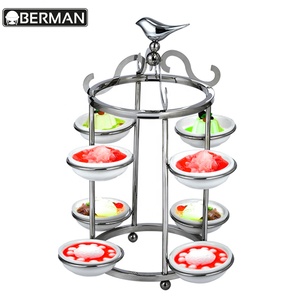 Oriente Medio restaurante buffet lista de equipo combinado martillado <span class=keywords><strong>comida</strong></span> cuencos de acero inoxidable alemán tazón de plata conjunto - Product Image 6
