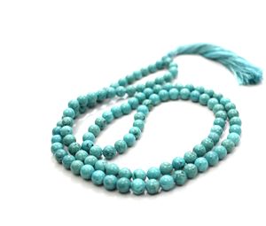 High Quality <b>Turquoise</b> Howlite Knotted 108 <b>Beads</b> Yoga Mala Necklace Handcrafted Gemstone Jewelry Necklace - Product Image 1