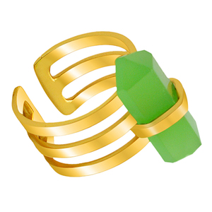 Forme de boîte Prehnite calcédoine pierre précieuse bague en argent Sterling 925 bague réglable bijoux en spirale bague à la mode à la mode pour les femmes - Product Image 3