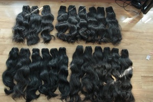 Extensiones de cabello humano Remy virgen de Vietnam crudo máquina de trama de piel de estilo ondulado dibujado sin enredos trama doble sin productos químicos - Product Image 2