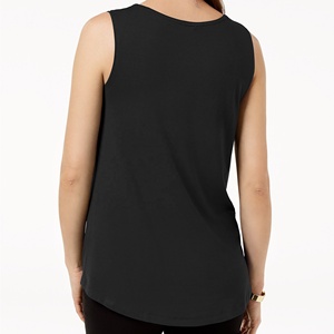 Camiseta sin mangas de encaje de punto de talla grande de alta calidad para mujer para entrenamiento Yoga 100% algodón transpirable de secado rápido Tops - Product Image 2