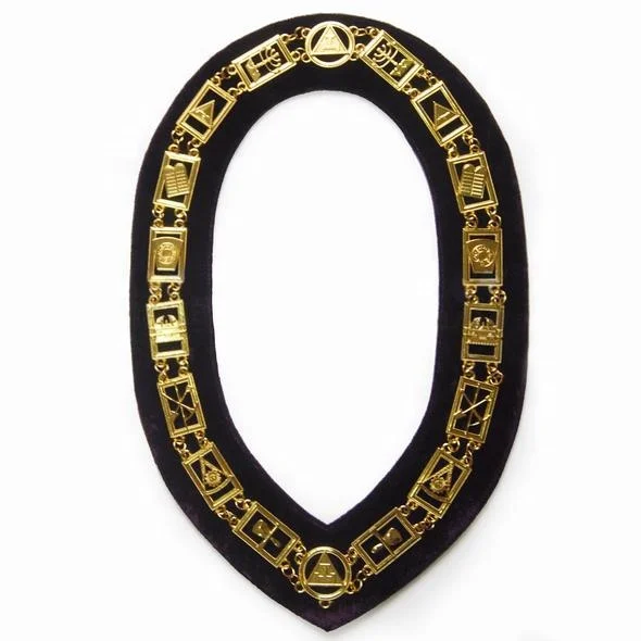 Воротник с цепочкой Masonic Regalia Royal Arch-Золотой/Серебряный на фиолетовом + Бесплатный чехол