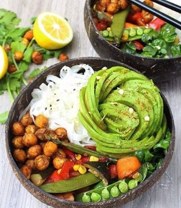 Cuencos de cáscara de coco 100% hechos a mano, marrón oscuro pulido con aceite de coco y cuchara, juego de tenedor, vajilla redonda pulida para sopa - Product Image 3