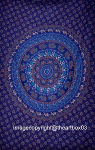 Nouvel arrivage de couvre-lit double bohème tenture murale faite à la main indien Ombre Mandala tapisserie coton décor à la maison tissu Art déco Design - Product Image 4