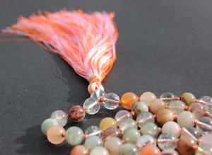 Collar con cuentas de Cuarzo rutilado de piedra Natural, collar de Yoga Mala hecho a mano con cuentas de artista indio, 108 cuentas - Product Image 4