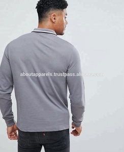 Polos de manga larga con cuello para hombre, camisa 100% de algodón, diseño informal, barata, venta al por mayor - Product Image 2