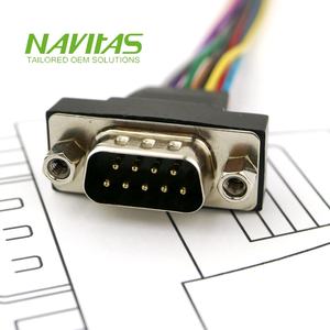 Conjunto de cable macho Navitas Custom D-Sub de 9 pines con cables UL1015 24AWG Modelo compatible con RoHS 2019-208-5 para equipos industriales - Product Image 2