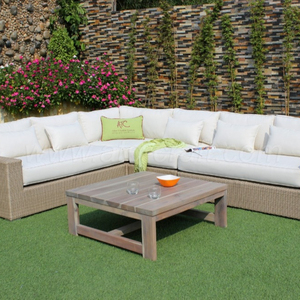 2018 ALAND COLLECTION Meubles de jardin extérieurs modernes Ensemble de canapé d'angle en osier Cadre en aluminium Appartement Hôtel Villa Salon - Product Image 1