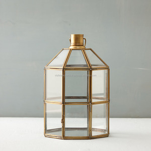 Linterna de Metal de latón con vidrio transparente para decoración de hogar y boda - Product Image 2