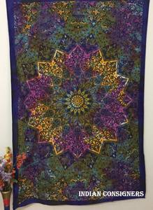 Tapiz Mandala de Flores Gemelas Hecho a Mano, Tapiz de Pared de Algodón con Estampado Floral Multicolor para Decoración del Hogar, por Proveedores Indios - Product Image 3