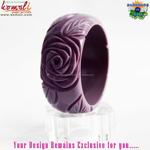 Vintage <b>Inspired</b> Wholesale Flower Carved Bakelite Bangle <b>Bracelet</b> Jewellery - Product Image 2