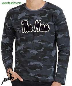 Camiseta de poliéster reciclado de algodón hilado con anillo de alta calidad Unisex, Camiseta larga con estampado de camuflaje, logotipo de Tirupur OEM, promoción de talla grande - Product Image 5