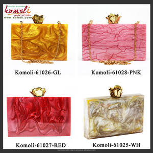 Earthy ชั้นอินเดียโลหะกระเป๋าคลัทช์อะคริลิเรซิ่น Lucite กระเป๋าวินเทจการออกแบบ - Product Image 5