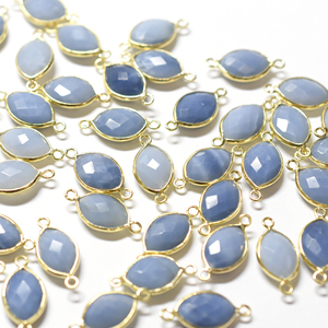 <b>Blue</b> <b>Opal</b> Marquise Shape 925 Sterling Silver Bezel Gold Plated Connector Handmade Jewelry Making - Product Image 2