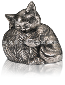 Urna funeraria de bronce de gatito, urna funeraria de gatito de la India de Brassworld - Product Image 2