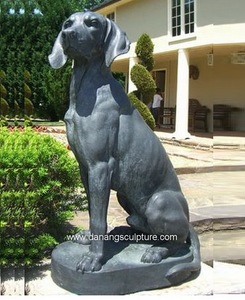 Estatua de perro de mármol negro al aire libre para jardín, para sentarse y disfrutar de la naturaleza - Product Image 1