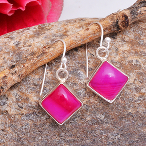 Carré Rose Bagué Gemme 925 Argent Sterling Dangle Bijoux Boucles D'oreilles À La Mode Dangle Boucle D'oreille Pour Le Mariage, Fiançailles - Product Image 3