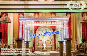 Mandap de fibra redonda para boda, conjunto de mandados dorados de diseño novedoso para boda india de EE. UU. - Product Image 3