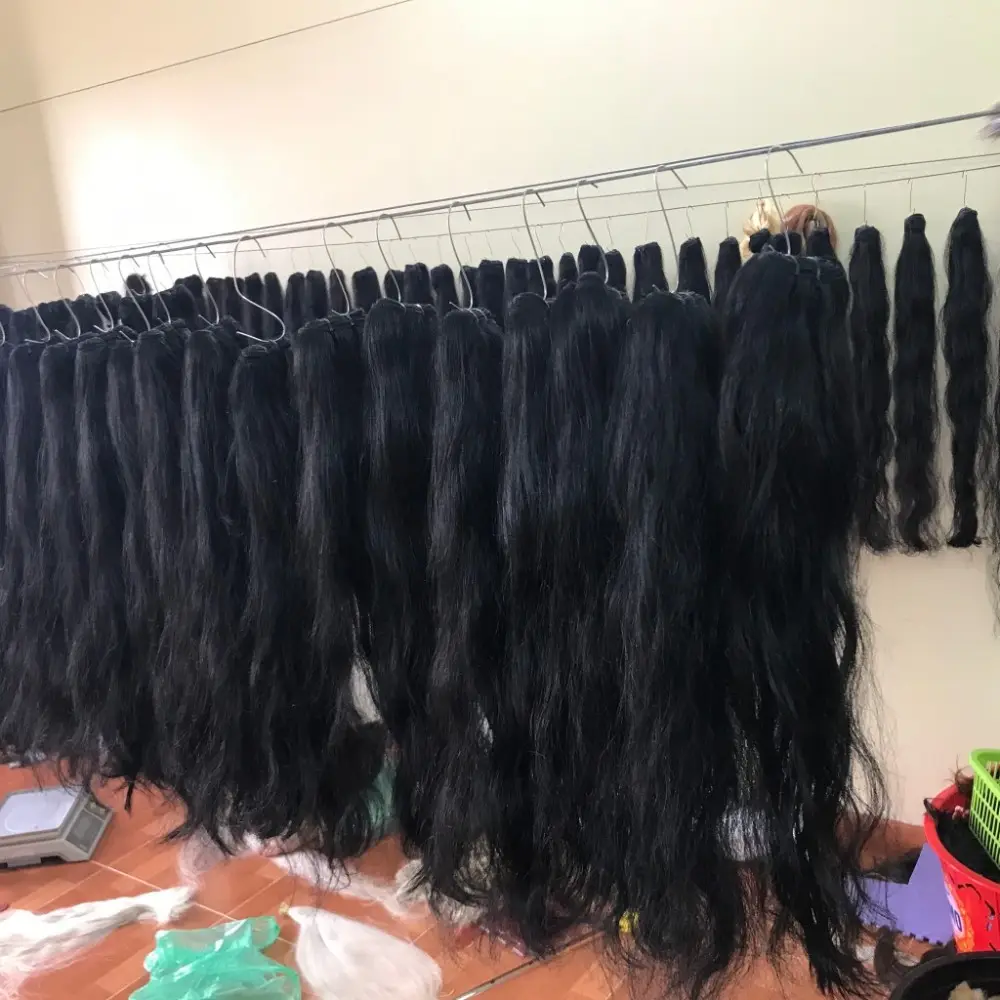 Single donor long gray hair extension uneven flat hair cut factory price