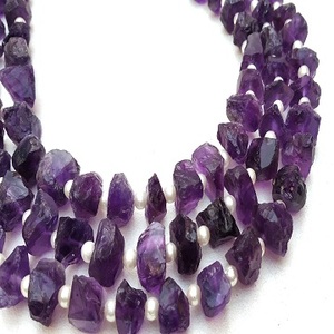 16 pièces de pierres précieuses d'améthyste bleue naturelle, perceuse centrale non traitée, fabrication de bijoux rugueux, pierre d'anniversaire février - Product Image 2