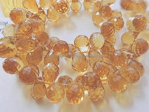 ลูกปัดอัญมณีสีส้มขนาด8-9มม. ทรงหยดน้ำสีมะนาวกึ่งมีค่า - Product Image 3