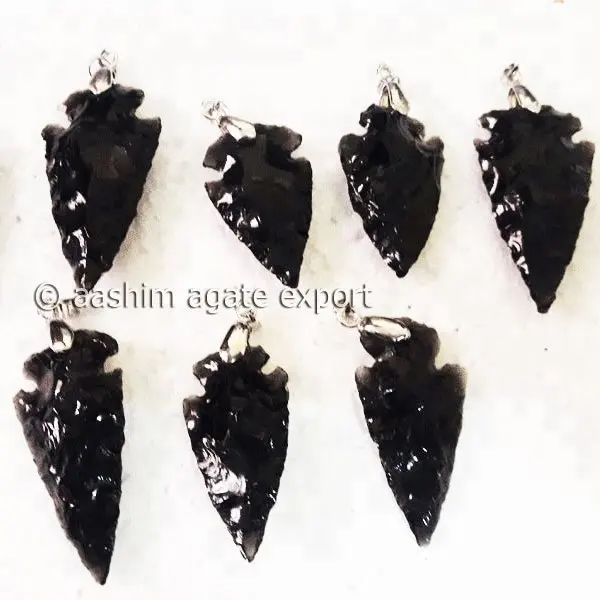 Bán Mặt Dây Chuyền Đầu Mũi Tên Đen Obsidian: Mặt Dây Chuyền Đầu Mũi Tên Đen Obsidian Bán Buôn