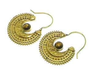 Boucles d'oreilles en pierre précieuse naturelle pour femmes Boucles d'oreilles bijoux tribaux en œil de tigre - Product Image 3