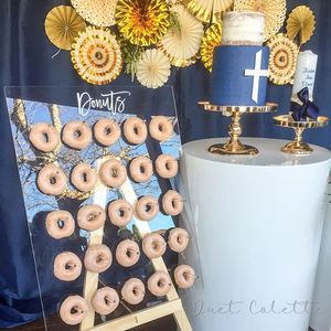 Socle de présentation rond en acrylique blanc, piédestal en perspex pour les événements de mariage et de fête - Product Image 5