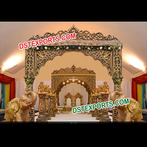 Bollywood Mariage Portes D'or Sculptés Lourds Fiber Bienvenue Porte Grande Entrée Décoration pour Mariage - Product Image 1