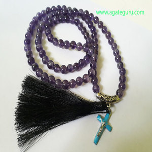 Cuentas De Amatista JAP mala Con Cruz Y Tessel - Product Image 1