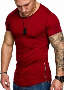 T-shirt pour hommes, fermeture éclair latérale, slim, de couleur unie - Product Image 4