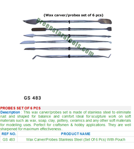 GS 483 Juego de 6 sondas de cera para reparación de joyas Herramientas y equipos esenciales - Product Image 2
