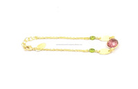 Bijoux de mode unisexe faits à la main de style bohème, en argent sterling plaqué or, avec chaîne ovale réglable et pierres précieuses multi-quartz, pour mariage