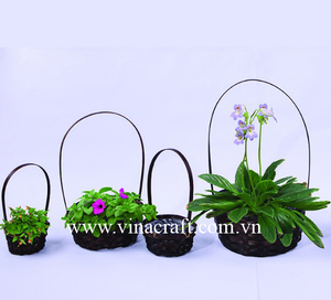 ตะกร้าสานไม้ไผ่ทรงกลมสีน้ำตาลเข้มสำหรับปลูกต้นไม้หวายไม้ไผ่สานสำหรับสวนเวียดนามตะกร้าสานด้วยมือธรรมชาติสำหรับจัดเก็บขายส่ง - Product Image 1