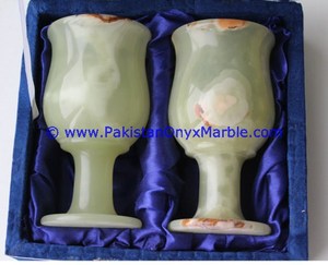 Copas de vino de ónix de varios colores, de la mejor calidad, verde/marrón/blanco - Product Image 1